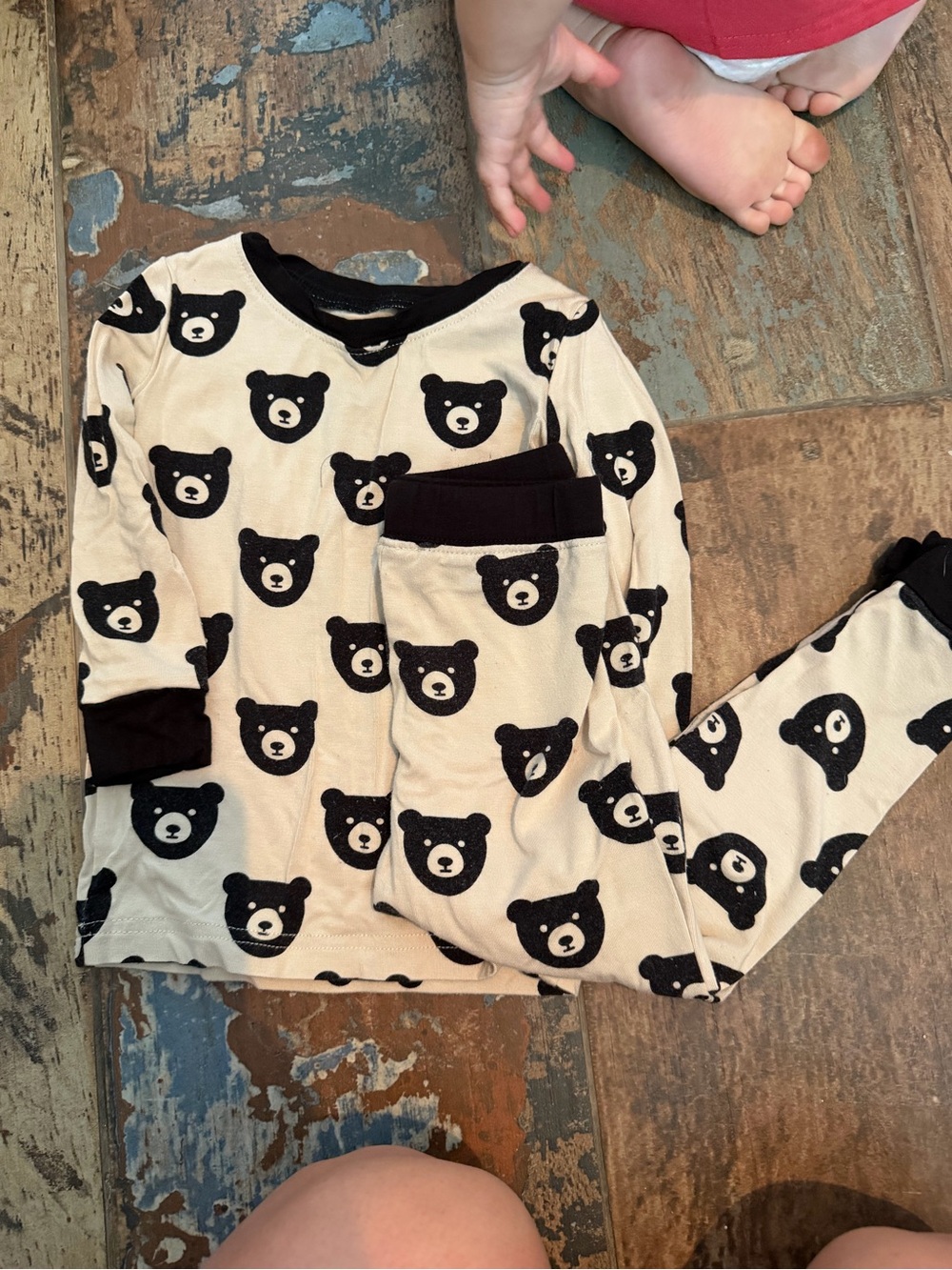 Little Sleepies Cream and Black Bear Print Pajama Set